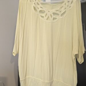 Elegant Cream Women's Blouse with Cut-Out Design
